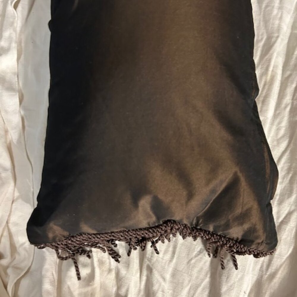 Embroidered Floral Lumbar Accent Pillow in Gold and Rust - Picture 4 of 5